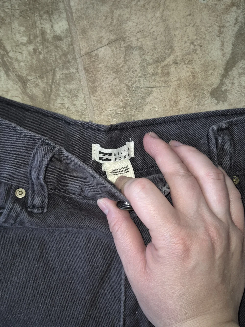 Billabong Black Distressed Frayed Denim Shorts